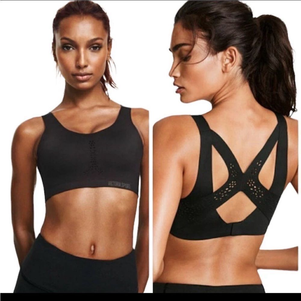 Victoria Sport Angel Max Black & Grey Paisley Patterned Sports Bra Size 38C